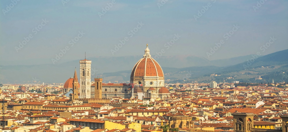 Fototapeta premium Roofs, towers and domes of beautiful Florence