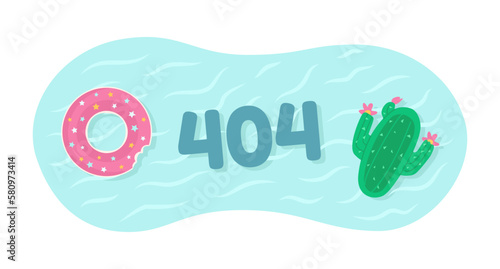 Swimming rings for party vector empty state illustration. Editable 404 not found page for UX, UI design. Flat spot image on colorful background. Web error flash message. Fredoka One Regular font used