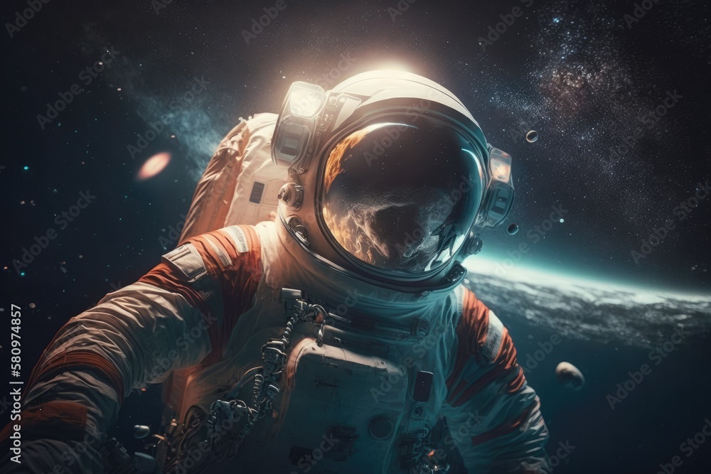 Astronaut in outer space. Spaceman with starry and galactic background Generative AI Astronaut in outer space. Spaceman with starry and galactic background Generative AI