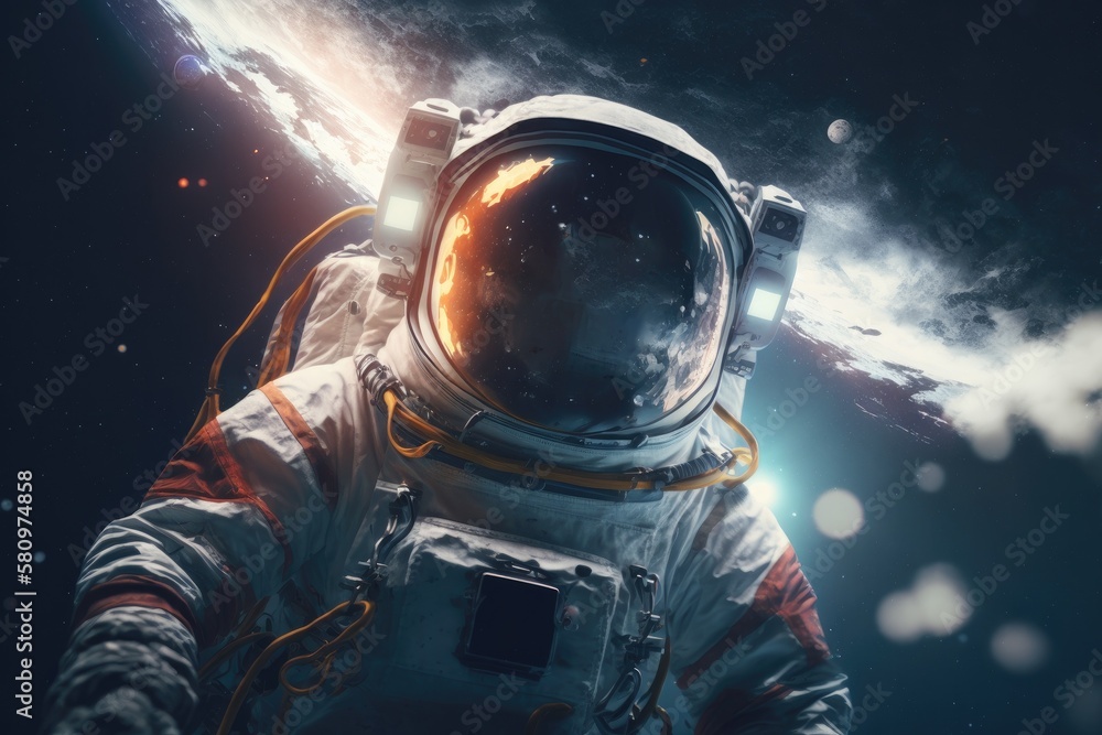 Astronaut in outer space. Spaceman with starry and galactic background Generative AI Astronaut in outer space. Spaceman with starry and galactic background Generative AI