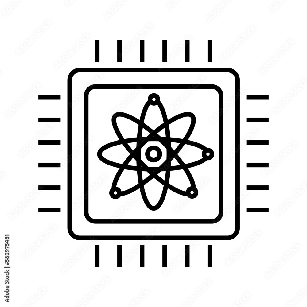 processor chip with atom molecule symbol icon vector processor chip with atom molecule symbol icon vector