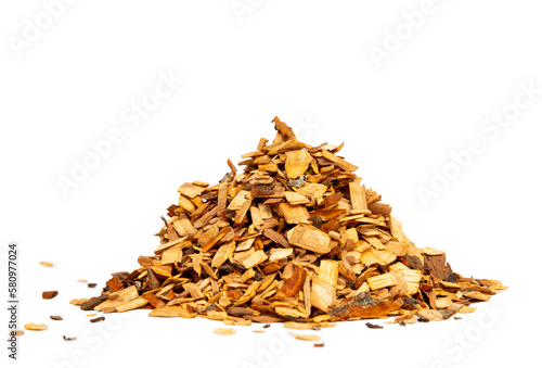 smoking chips for grilling laid out in different shapes on a white background