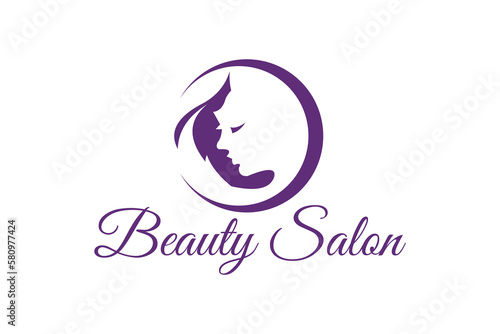 Natural Beautiful woman's face flower logo beauty salon 
