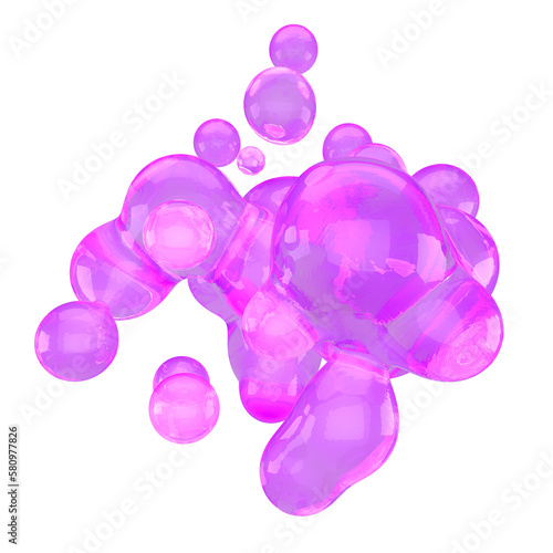 Abstract liquid holographic figure isolated on transparent background. PNG format. 3D render