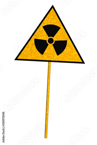 Radiation sign on a transparent background. 3D render.