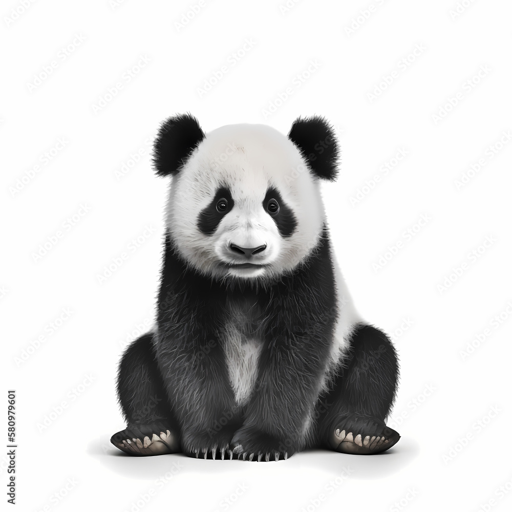 Panda Isolated White. Generative AI