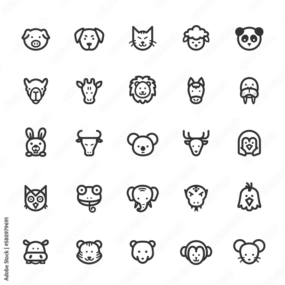 Icon set - Animal and pet line icon