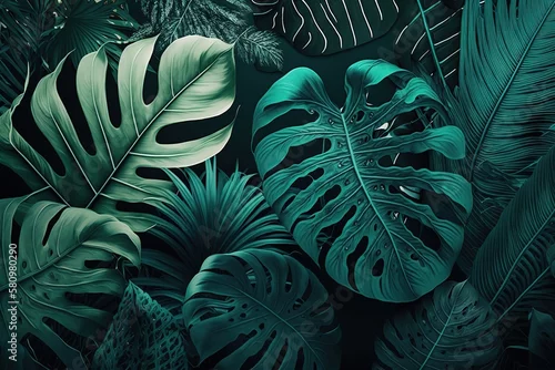 Obraz Liście palmy. Wygenerowane przez sztuczną inteligencję