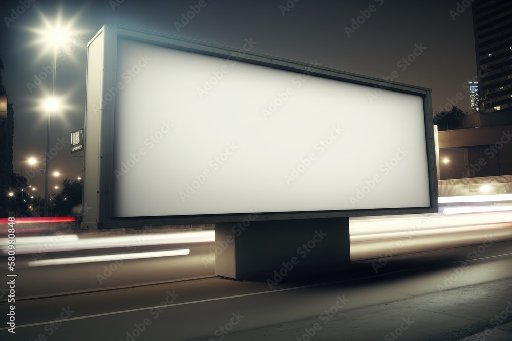 Fototapeta premium Billboard blank on road in city for advertising background Generative AI