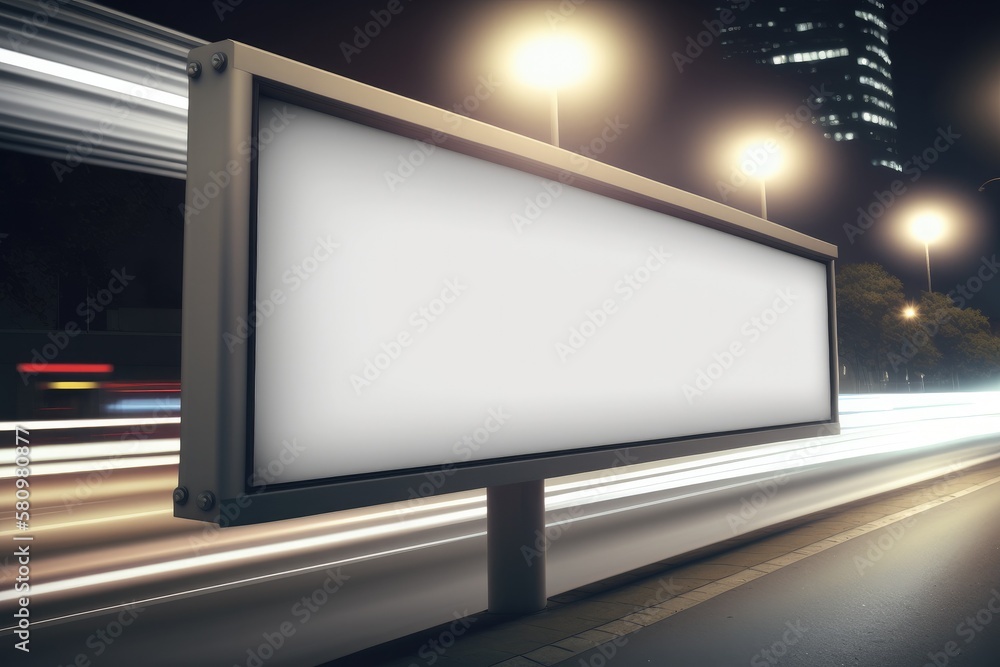 Fototapeta premium Billboard blank on road in city for advertising background Generative AI