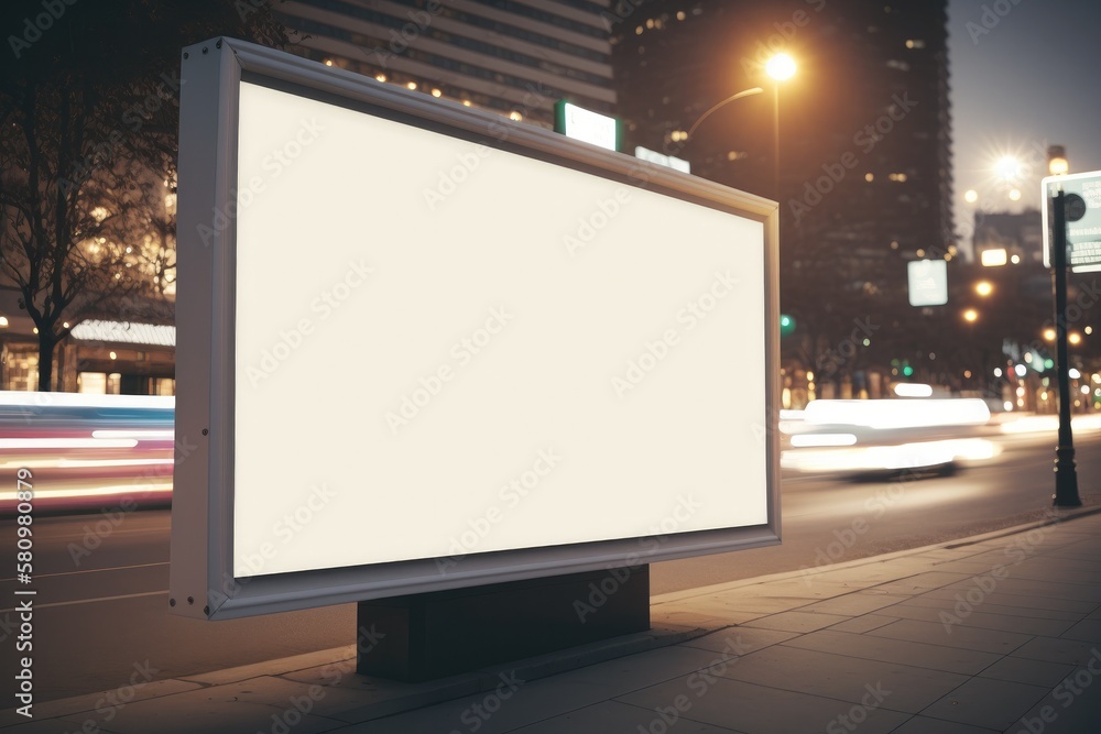 Billboard blank on road in city for advertising background Generative AI Billboard blank on road in city for advertising background Generative AI