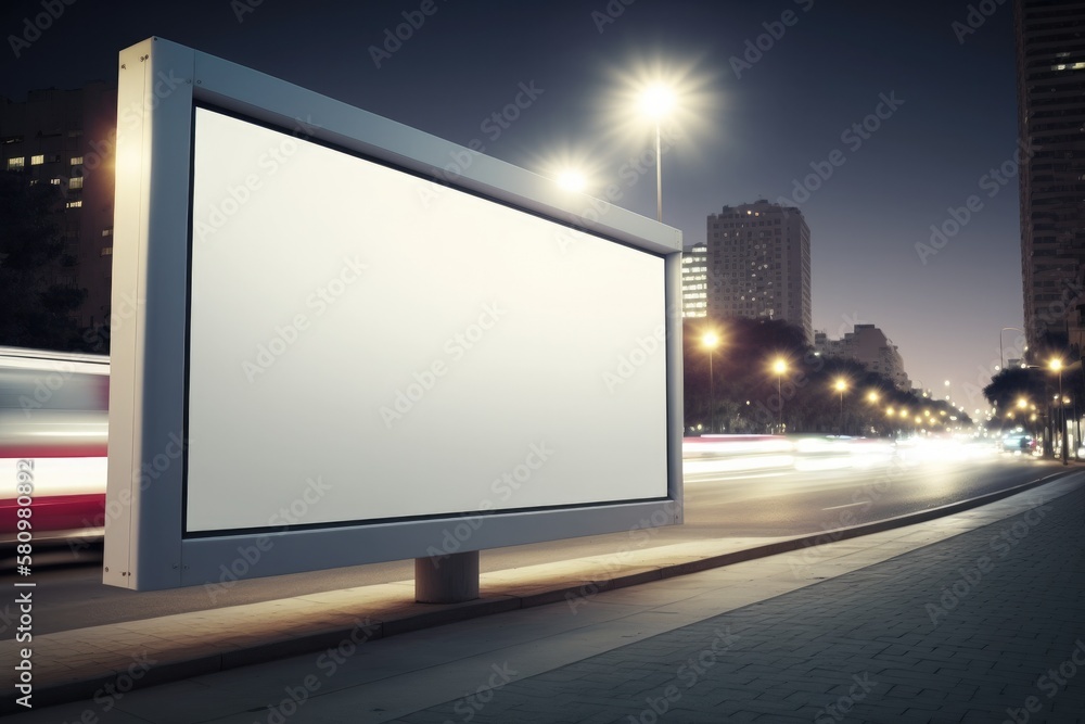 Billboard blank on road in city for advertising background Generative AI