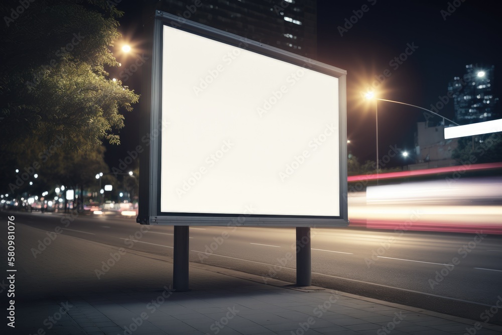 Fototapeta premium Billboard blank on road in city for advertising background Generative AI