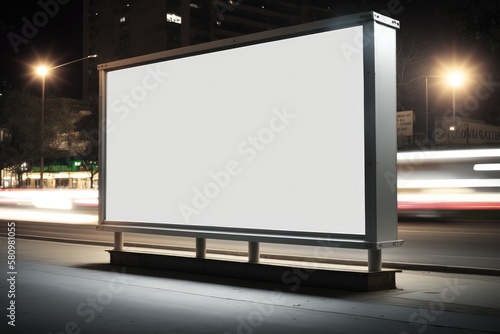 Billboard blank on road in city for advertising background Generative AI