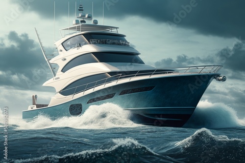 Luxury yacht in the sea. Generative AI © LAYHONG