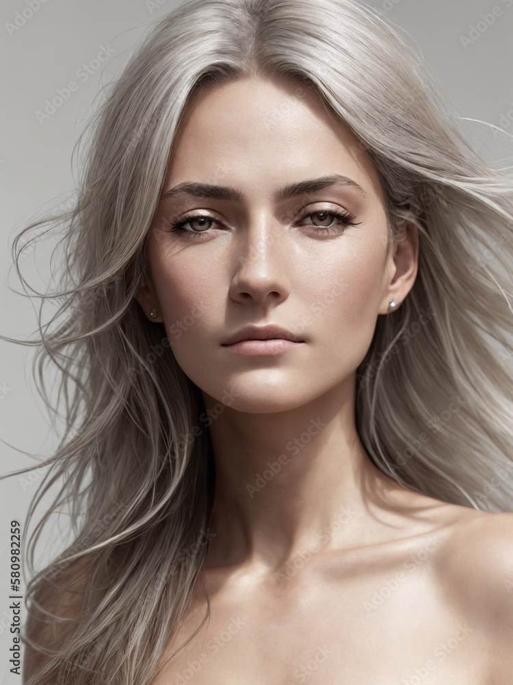 A beautiful woman portrait, studio shoot. Generative AI. A beautiful woman portrait, studio shoot. Generative AI.