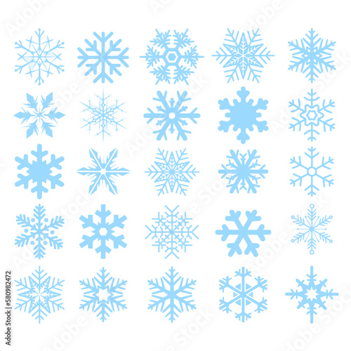 Seamless pattern with snowflakes, winter set