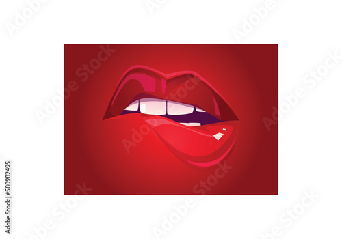 this is lips with red lipstick vector illustration design