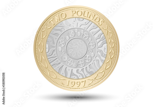 British two pound coin. Vector illustration. Eps-10 photo