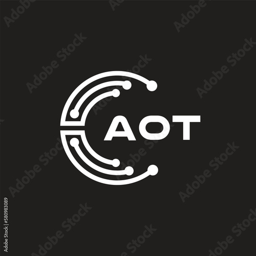 AOT letter logo design on black background. AOT creative initials letter logo concept. AOT letter design.
 photo