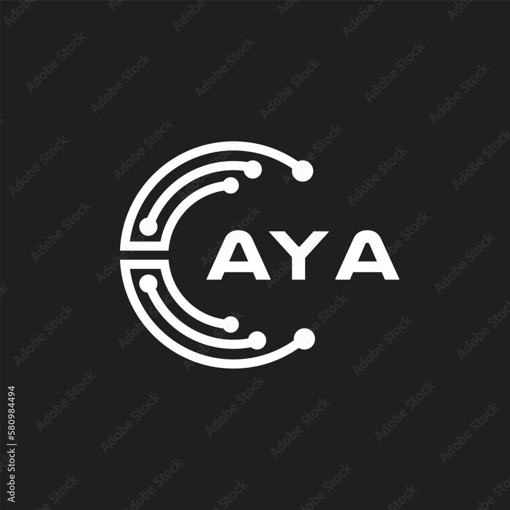 AYA letter logo design on black background. AYA creative initials letter logo concept. AYA letter design.
