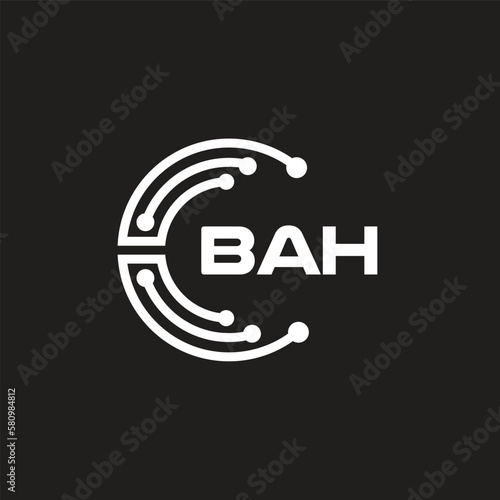 BAH letter logo design on black background. BAH creative initials letter logo concept. BAH letter design.
