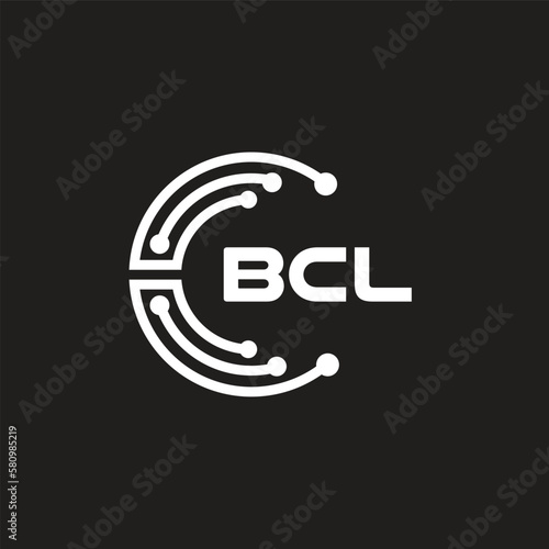 BCL letter logo design on black background. BCL creative initials letter logo concept. BCL letter design.
 photo