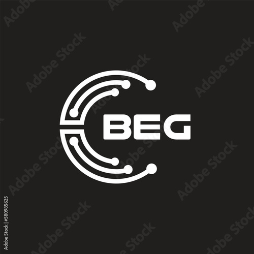 BEG letter logo design on black background. BEG creative initials letter logo concept. BEG letter design.
 photo