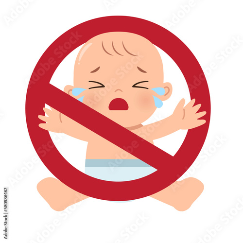 Illustration for childfree. No children sign flat vector. photo