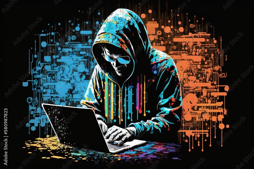 Cyber security, internet progress, and technology with hacker using ...