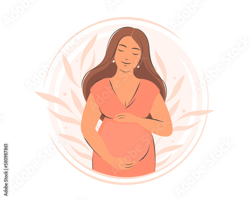 Pregnant woman, future mom. Pregnancy and motherhood concept. Vector illustration.