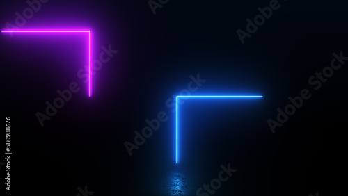 3d rendering neon glowing blue ultraviolet laser lines abstract background