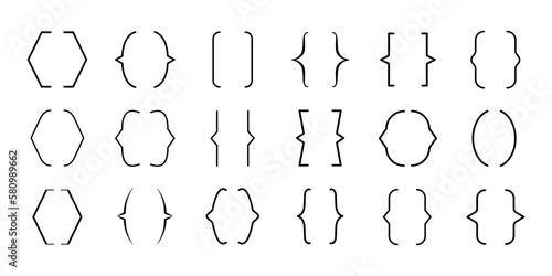 Text brackets, quote, banner icon set