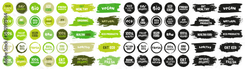 Big set of eco, bio, natural, organic label in different style