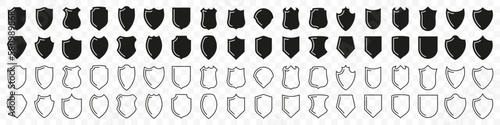 Set of blank black shield icons in different style