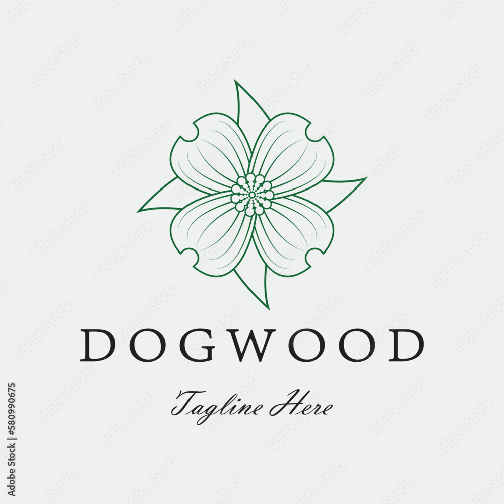 dogwood flower logo icon design vector flat isolated illustration