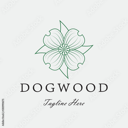 dogwood flower logo icon design vector flat isolated illustration