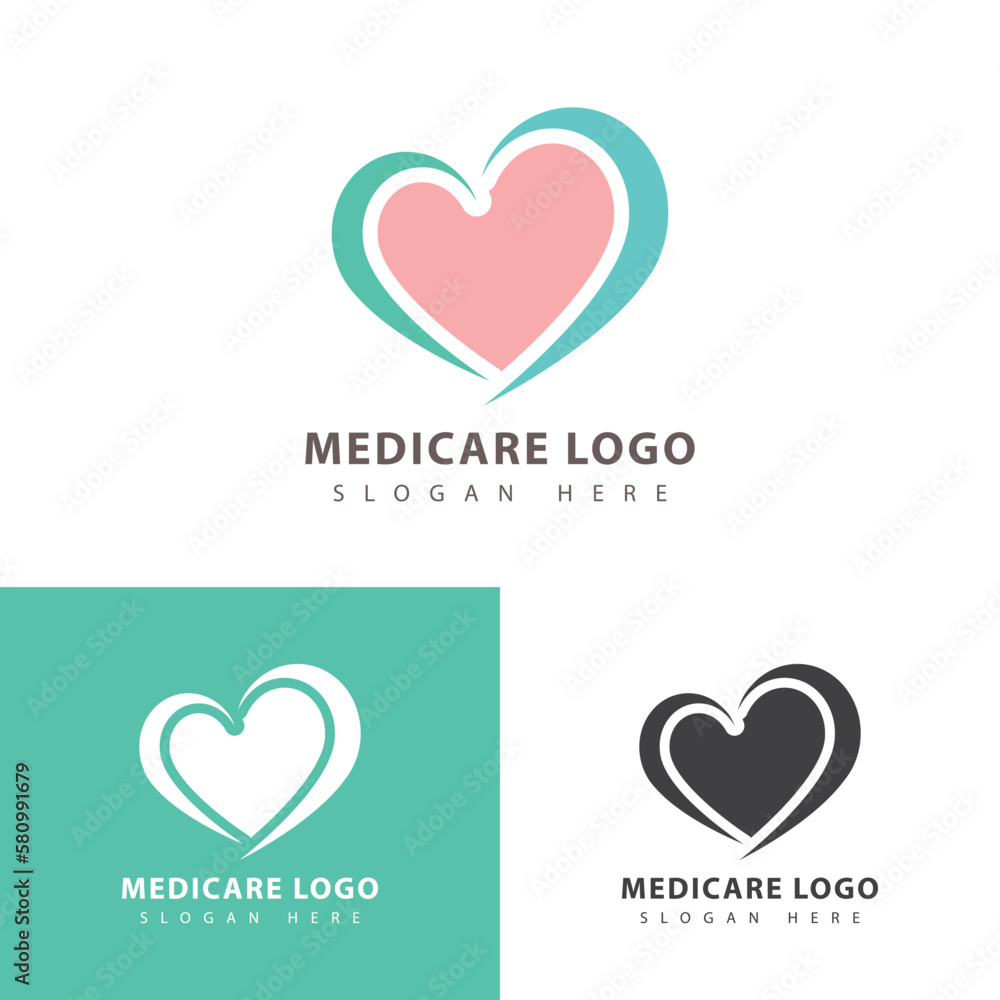 Heart symbol logo design template. Icon design for medical, body health.