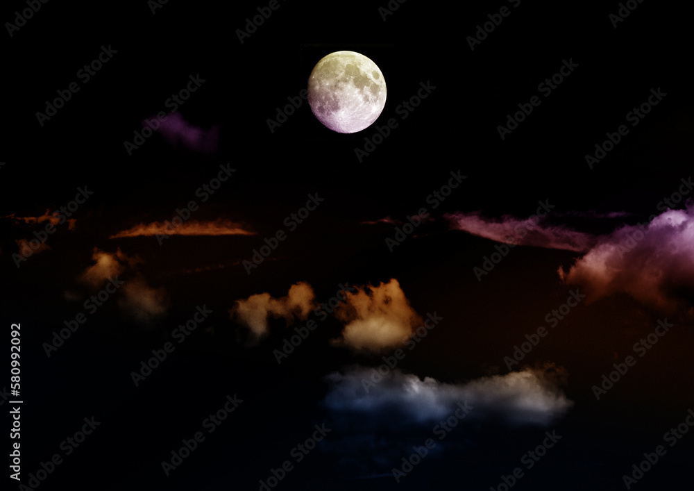 The moon in the night sky