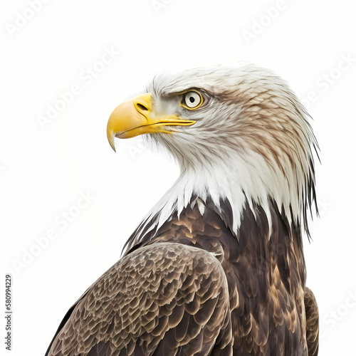 bald eagle on white. Generative AI