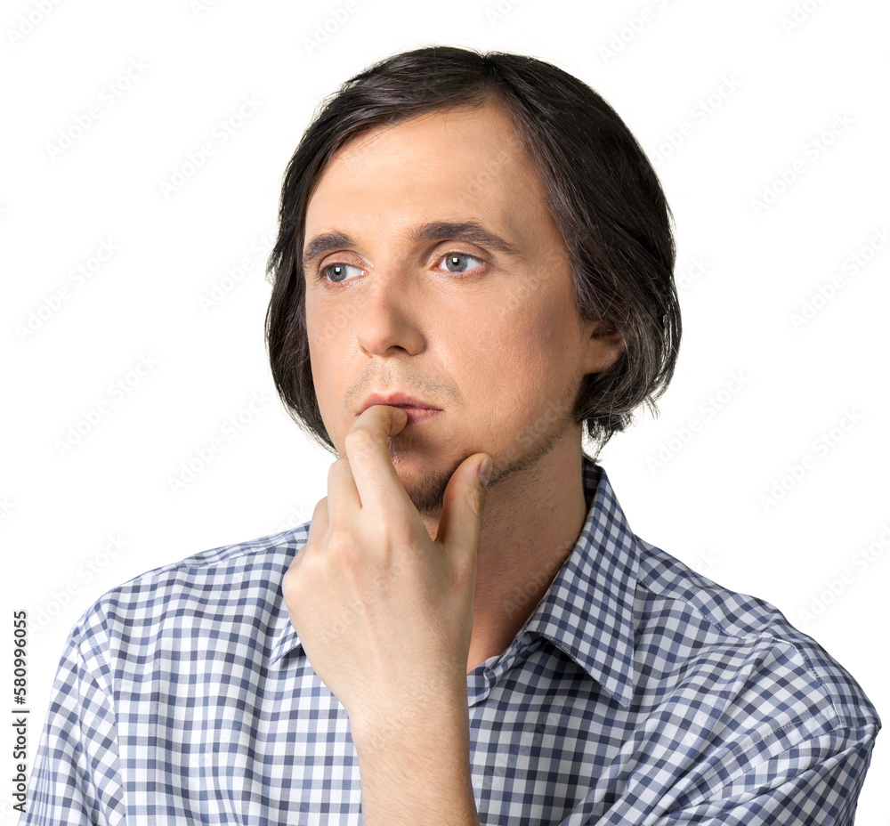 Portrait of handsome thoughtful man isolated over white background Portrait of handsome thoughtful man isolated over white background