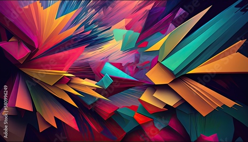 Geomtric Shapes Vibrant Color Background Pattern by Generative AI photo