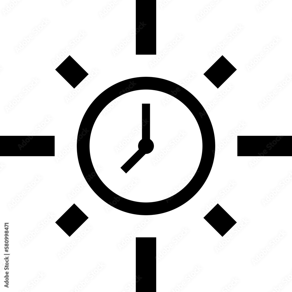 Alarm clock morning sun sunshine ray icon doodle flat vector design