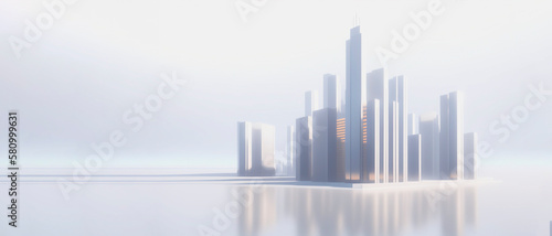 Abstract background with white skyscrapers  copy space. Generative AI