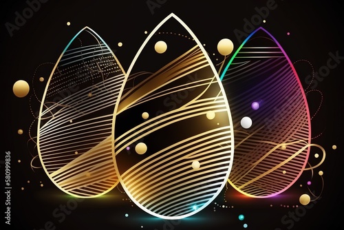 Happy easter background. Easter eggs form lines, triangles, and particle style design, AI genertaed photo