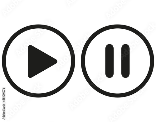 play and pause icon on transparent background