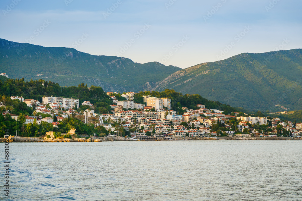 Beautiful view of the Herceg Novi town located on the coast of Boka Kotor bay