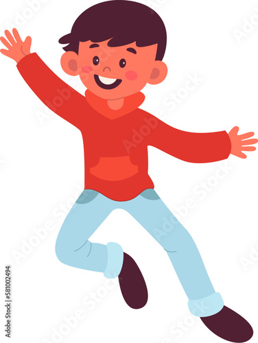 Cute child playing in skatepark flat illustration