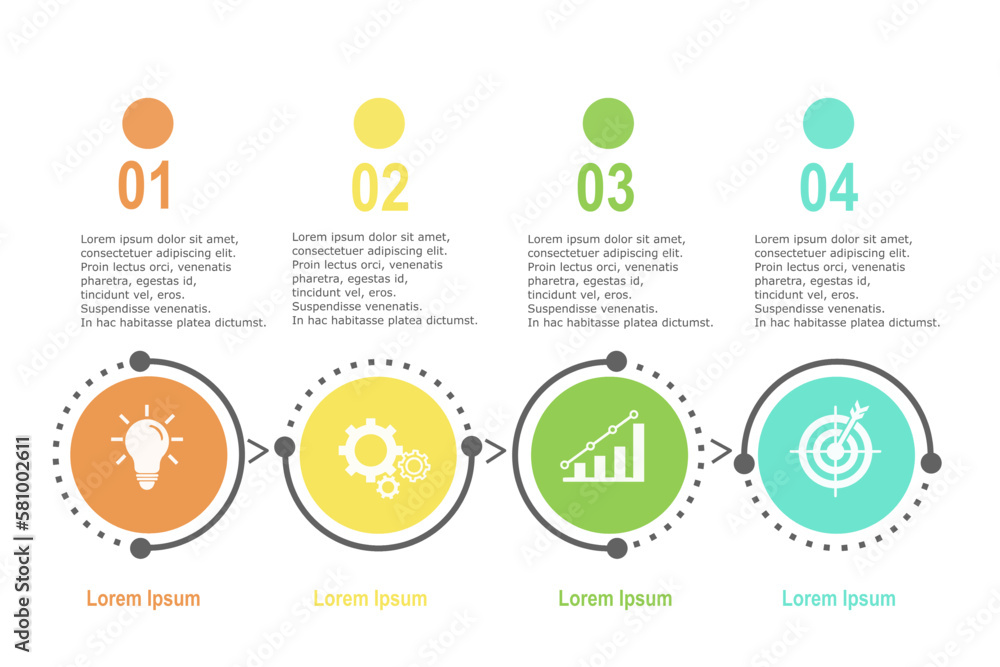 Infographic template for business plan ,strategy, roadmap. 4 Steps Modern Timeline diagram , difference color circle, presentation vector infographics Infographic template for business plan ,strategy, roadmap. 4 Steps Modern Timeline diagram , difference color circle, presentation vector infographics