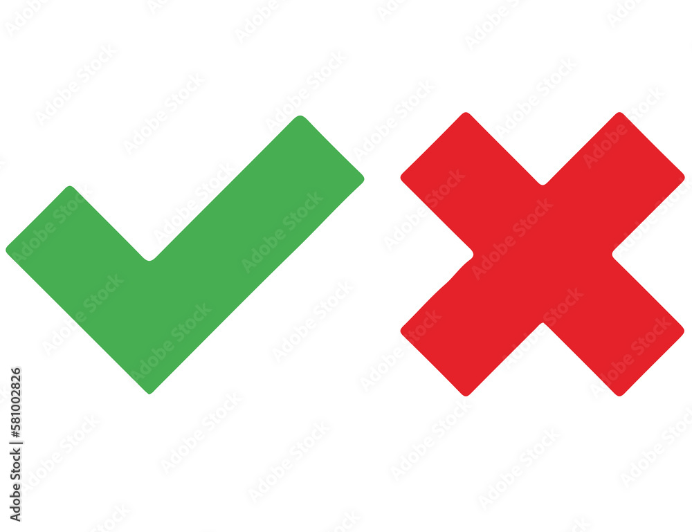 Obraz premium Check and Cross Mark, Yes and No Sign on transparent background